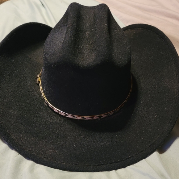 Black Cowboy Hat with Silver Band - Picture 4 of 11